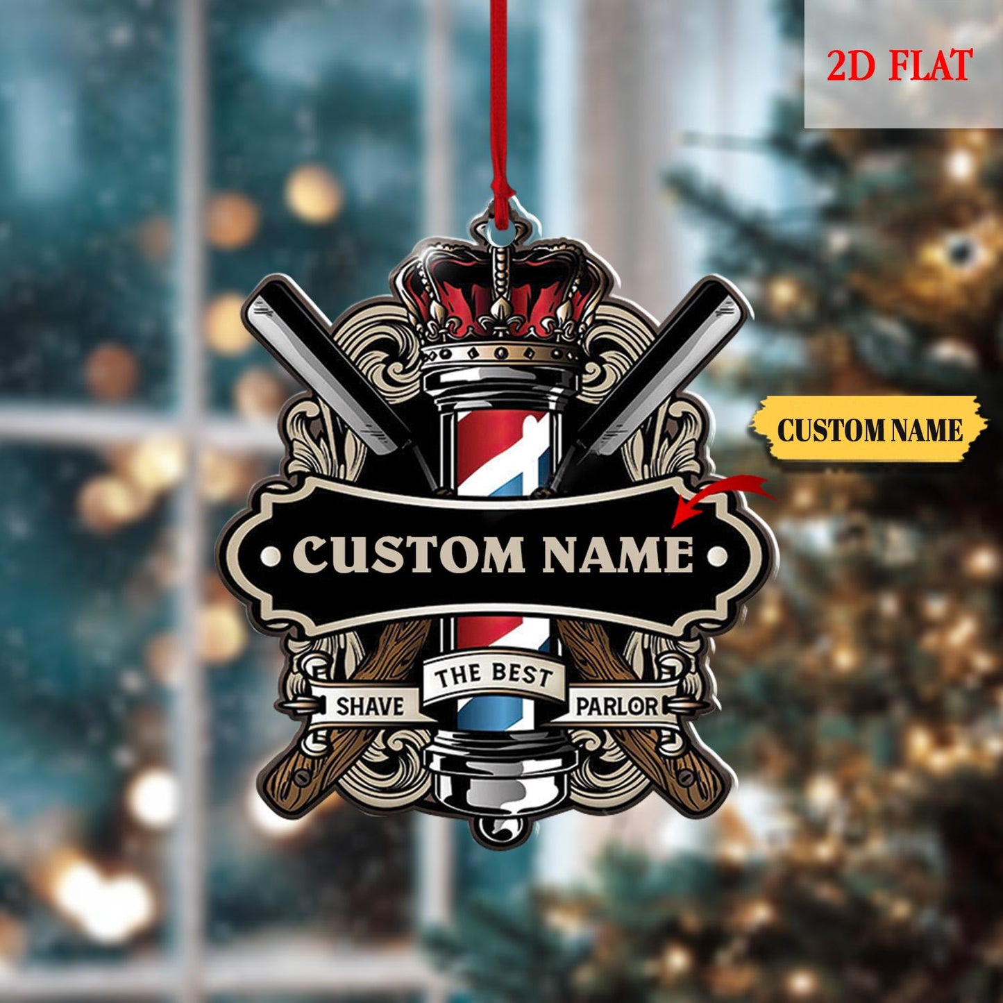 Personalized Hair cut bur bar logo Template Ornament, Blessed Are The Hairstylists Custom Ornament, Hair Dressers Ornament, Barber Shop