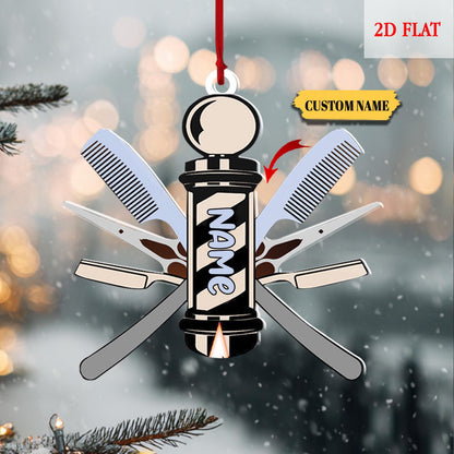 Personalized Name Hair Stylist Tool Christmas Ornament, Gift For Hairdresser Barber, Blessed Are The Hairstylists Custom Ornament