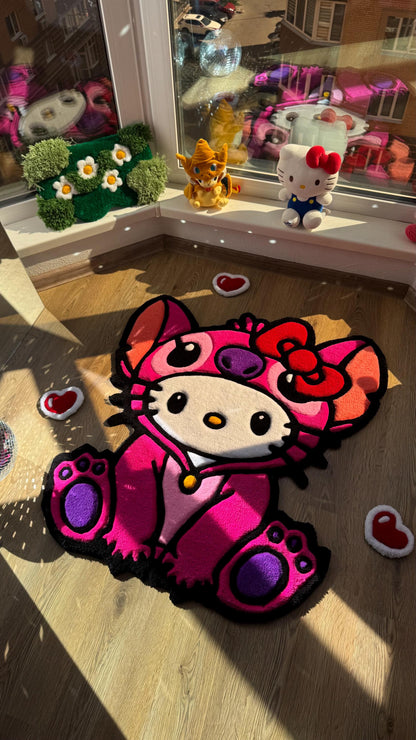 Stitch in Pajamas Rug – Custom Tufted Fluffy Carpet, Handmade Rug, Cute Bedroom Decor, Kawaii Anime Gift for Fans or Kids