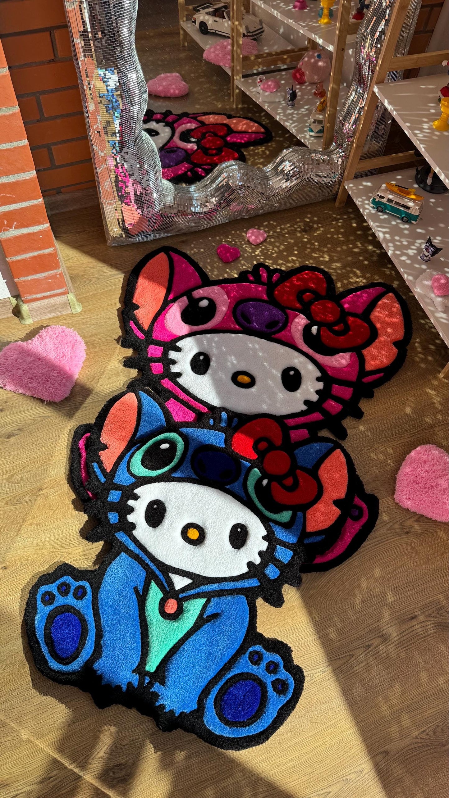 Stitch in Pajamas Rug – Custom Tufted Fluffy Carpet, Handmade Rug, Cute Bedroom Decor, Kawaii Anime Gift for Fans or Kids