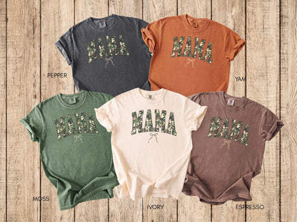 Comfort Colors® Camouflage Mama Shirt, Camo Mama Shirt, Sports Wife Shirt, Hunting Mom Shirt, Retro Mama Shirt, military mom shirt, camo tee