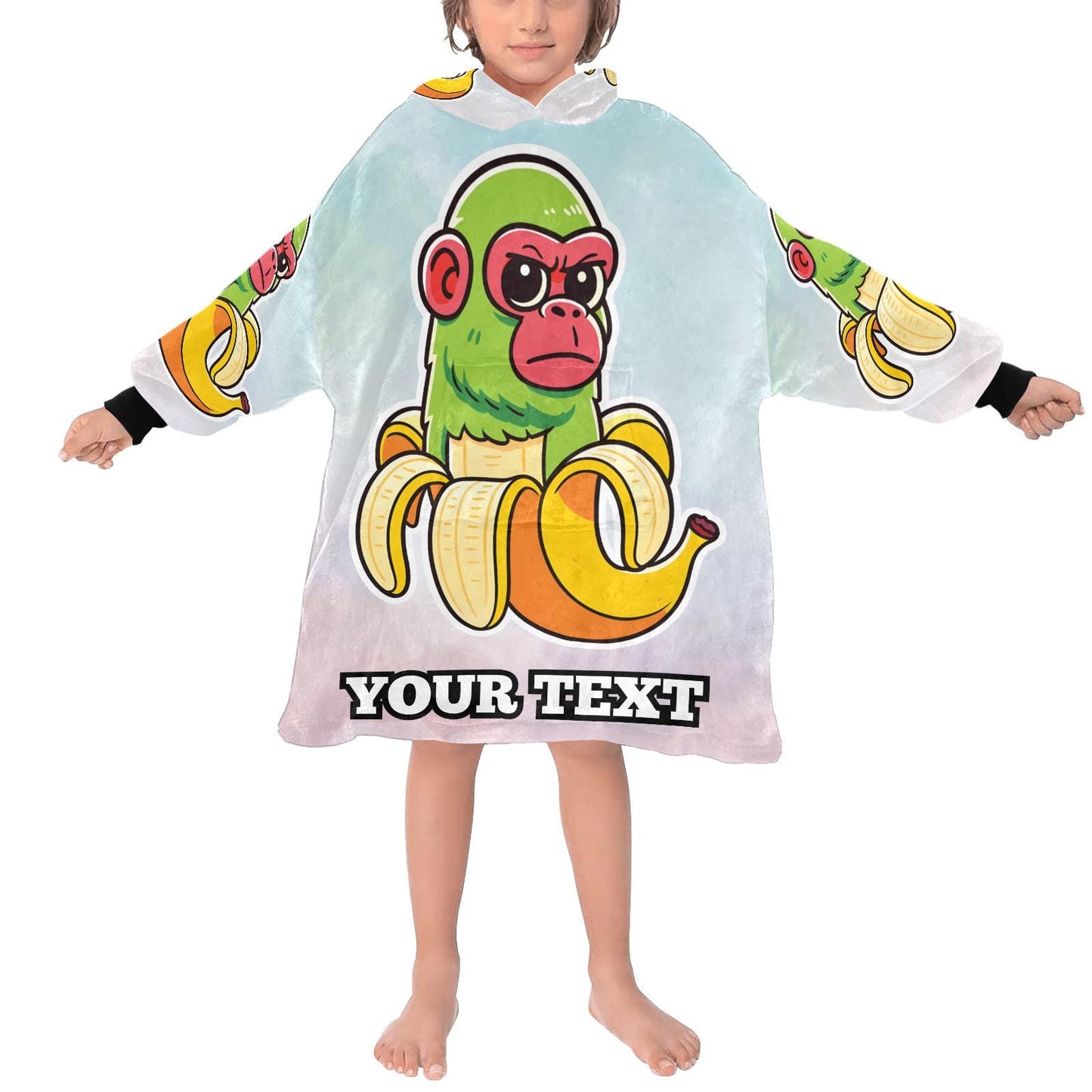Chimpanzini Bananini Kids Hoodie Blanket Hooded Blankets Brainrot Personalized Gift