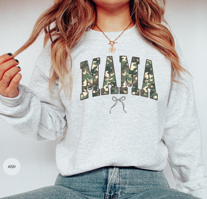 Camo Mama Sweatshirt, Fall Hunting Sweatshirt, hunting season shirt, deer hunting season, duck hunting shirt, Military Style Mama Sweater