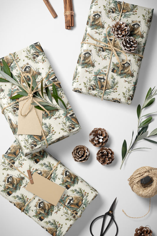 Racoon Wrapping Paper Baby Shower Gift Wrap with Cute Forest Animals Woodland Party Theme Present Packaging Paper #10