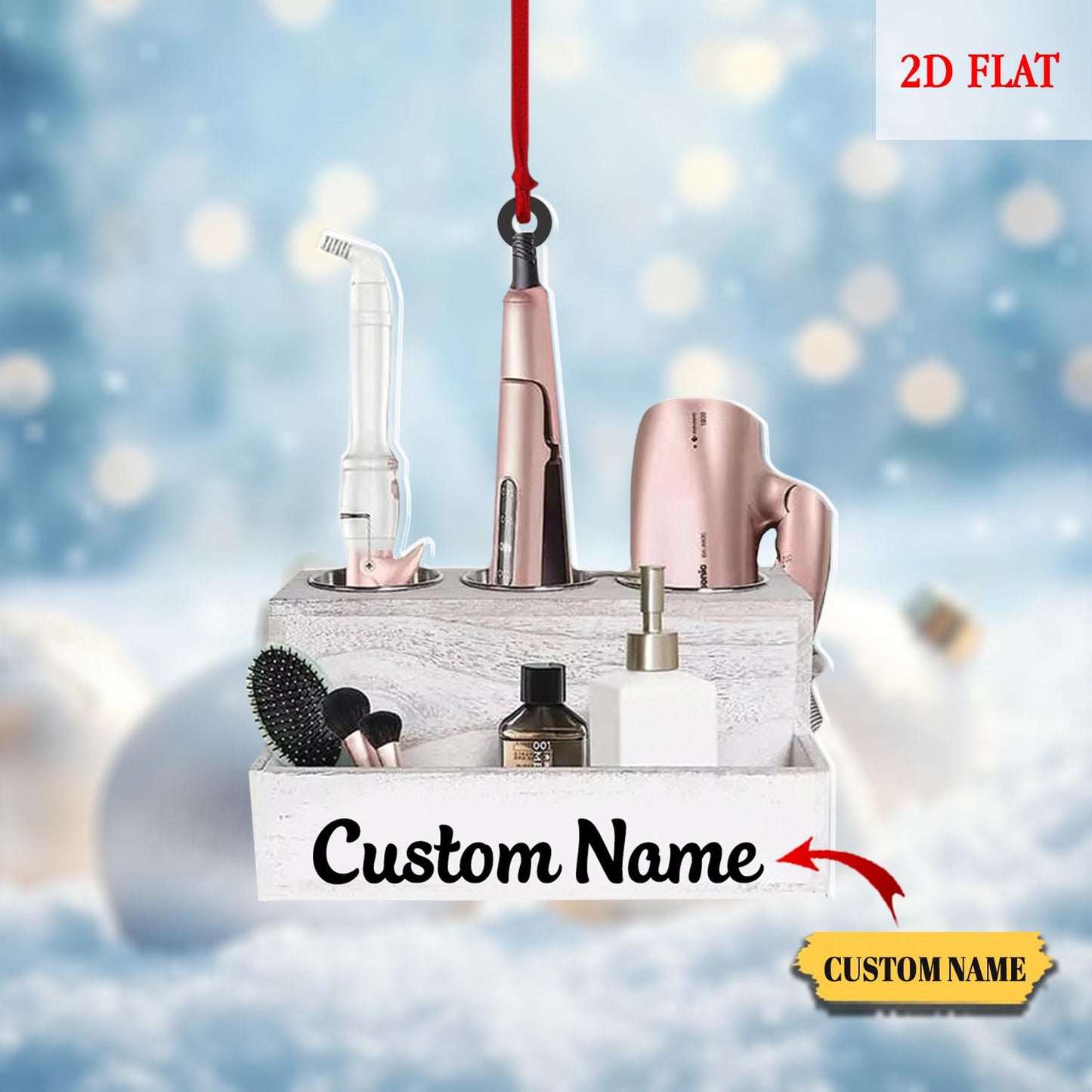 Personalized Hairstylist Ornament, Hairslylist Tool Set Ornament, 2D Flat Hairdresser Barber Acrylic Ornament 2025, Hairslylist Tool Set