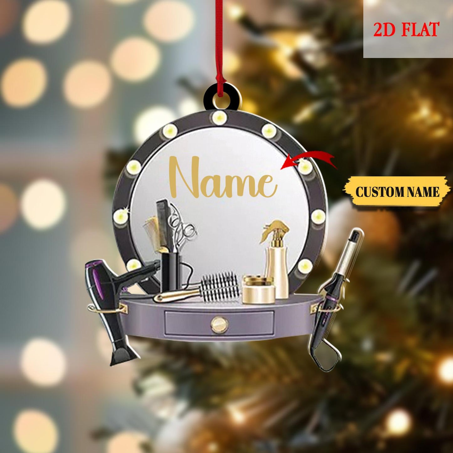 Personalized Name Hairstylist Ornament, Hairslylist Tool Set Ornament, 2D Flat Hairdresser Barber Acrylic Ornament , Hairslylist Tool Set