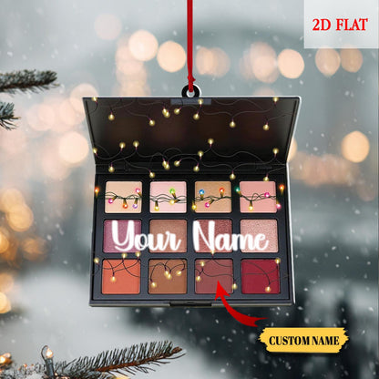 Custom Name Makeup Box Shape Acrylic 2D Flat Ornament, Girl Makeup Artist Christmas Ornament, Makeup Set Christmas Tree Decor, Makeup Gift