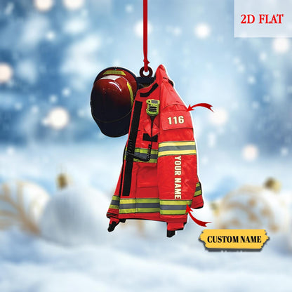 Personalized Firefighter Acrylic 2D Flat Ornament, Fire Hero Uniform,Firefighter Christmas Gift, Firefighter Gear Keepsake, Fireman Ornament