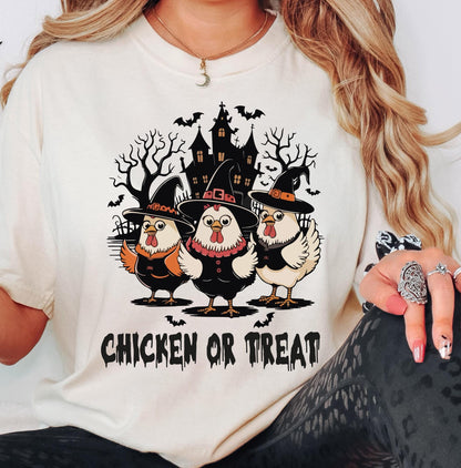 Spooky Chicken Or Treat Shirt, Halloween Chicken T-Shirt, Horror Chicken House Tee, Ghost Chicken Sweatshirt, Halloween Holiday Gift