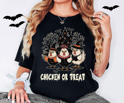 Spooky Chicken Or Treat Shirt, Halloween Chicken T-Shirt, Horror Chicken House Tee, Ghost Chicken Sweatshirt, Halloween Holiday Gift