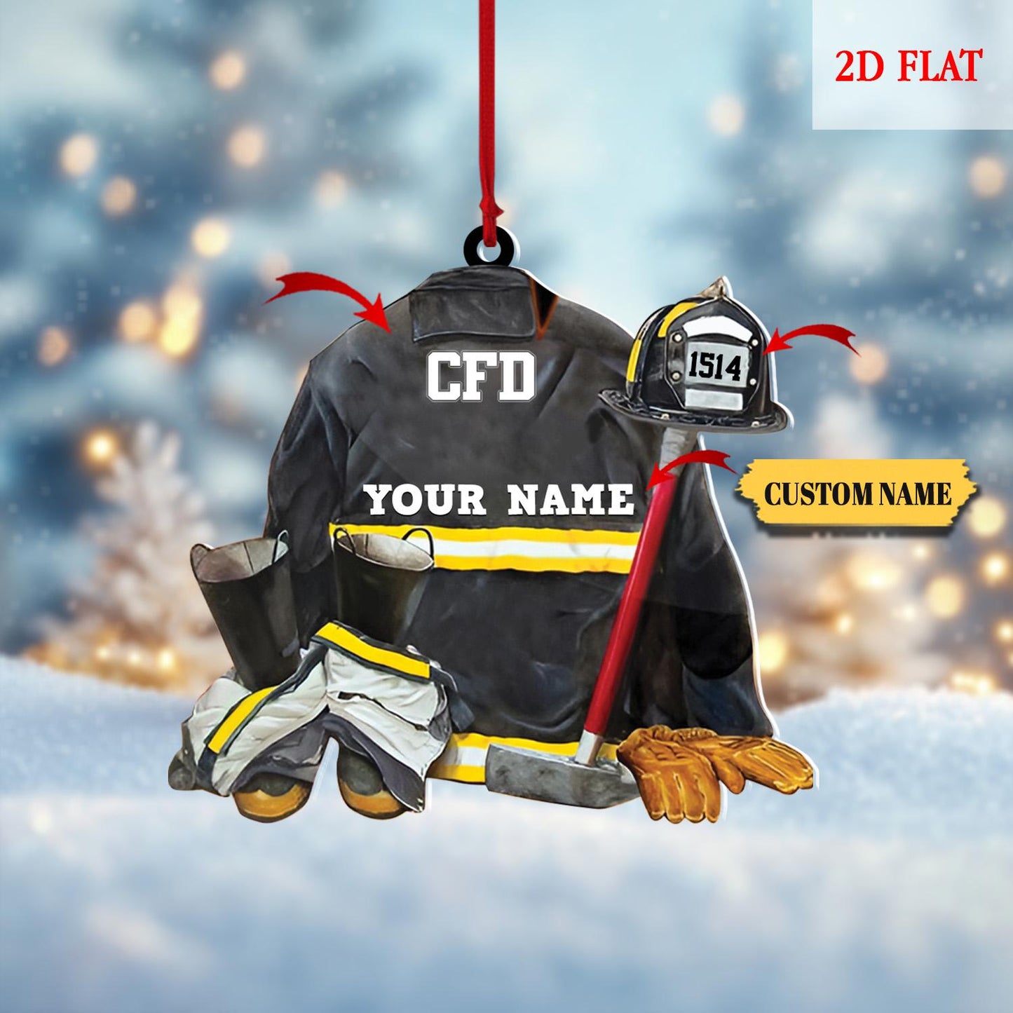Personalized Firefighter Ornament, Acrylic Fire Hero Uniform, Firefighter Christmas Gift, Firefighter Gear Keepsake, Fireman Ornament