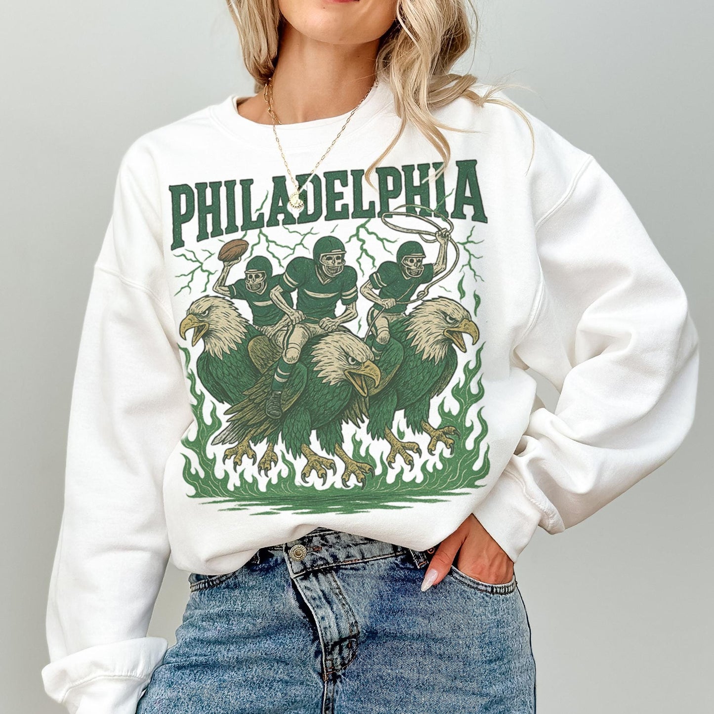 Philadelphia Football Vintage Style Sweatshirt, Retro Philly Eagles Crewneck, Old School Sunday Football Shirt