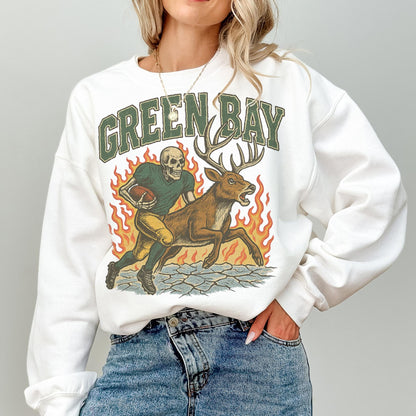 Green Bay Football Vintage Style Sweatshirt, Retro Varsity Crewneck, Old School Wisconsin Football Shirt
