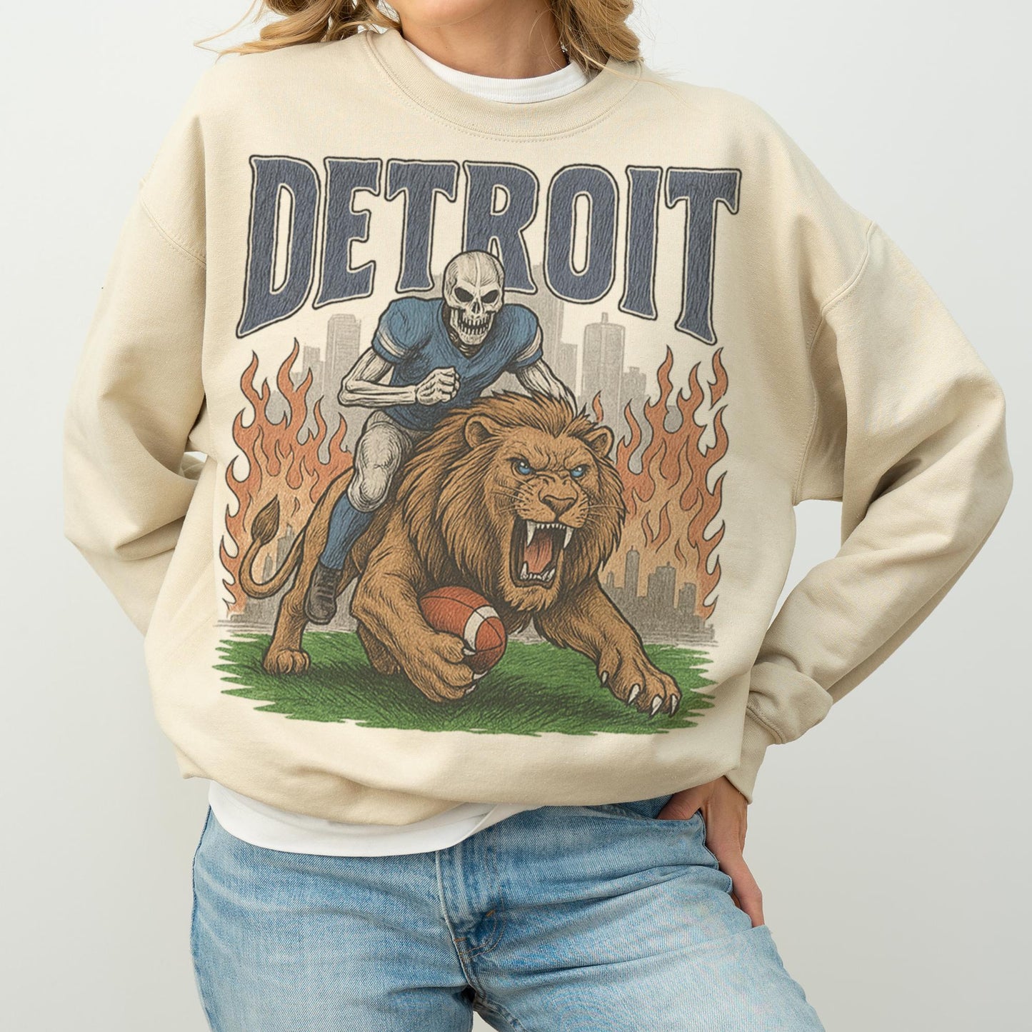 Detroit Lions Football Vintage Style Sweatshirt, Retro Lions Football Crewneck, Old School Game Day Apparel