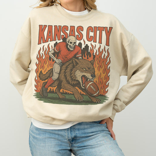 Kansas City Football Vintage Style Sweatshirt, Retro Kansas Football Crewneck, Old School Game Day Apparel, Sunday Football Shirt