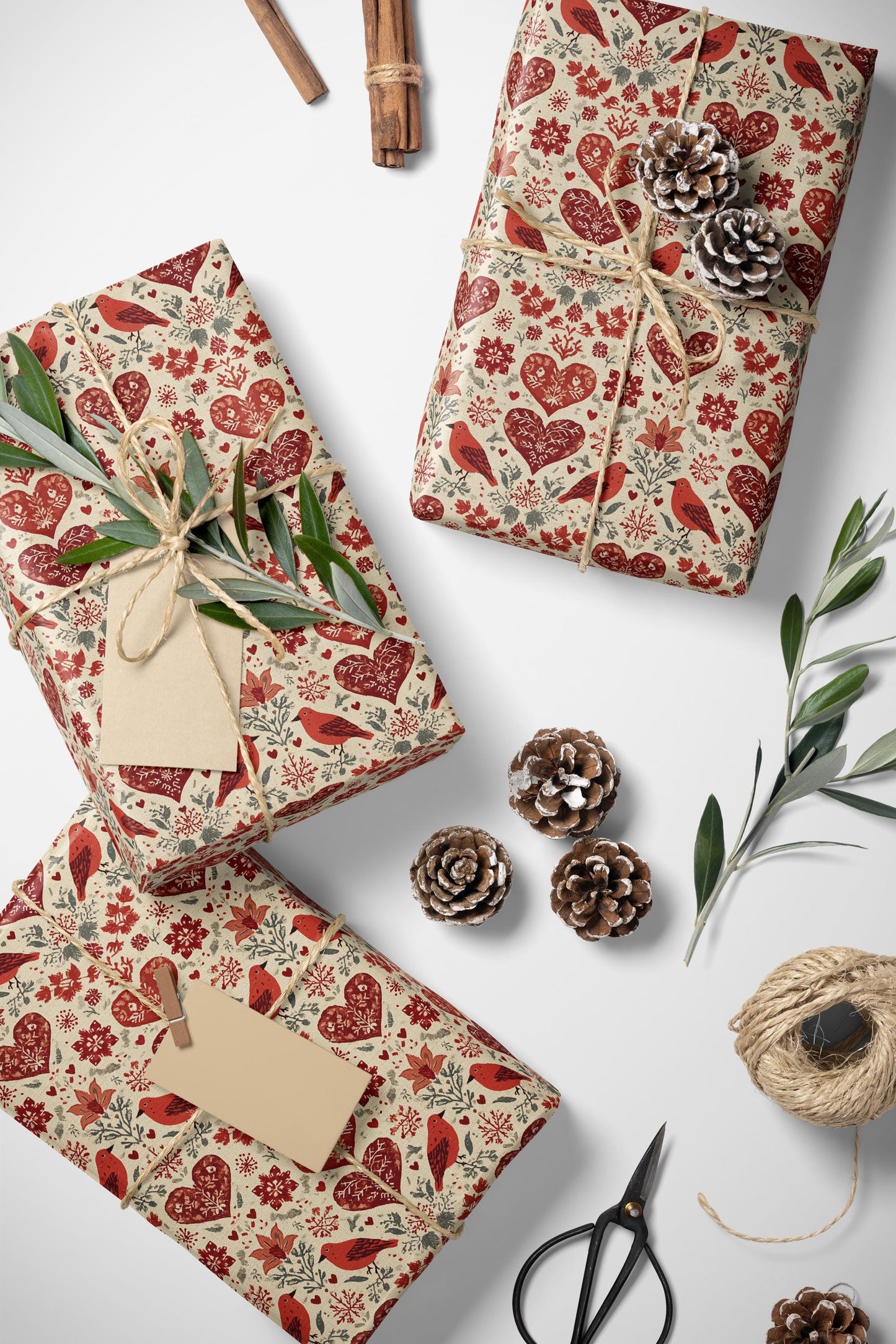 Scandi Christmas Wrapping Paper Winter Nordic Gift Wrap with Folk Elements Snowflakes and -42a9-4ab4-b4ce-df0d3945c003_0_wrapping_paper_fill