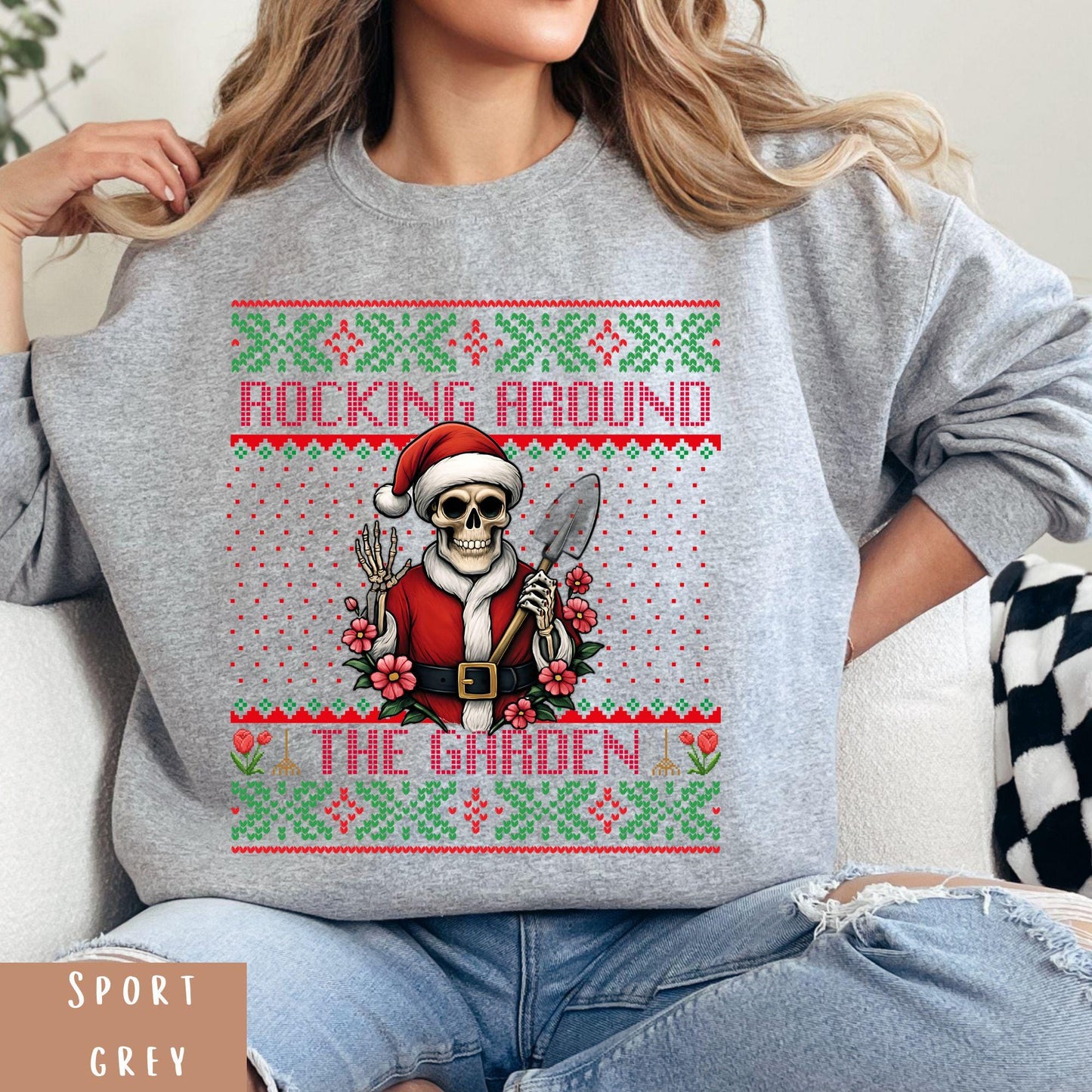 Rockin' Around the Christmas Tree Shirt Crazy Plant Lady Ugly Christmas Funny Skeleton Shirt Plant Lover Gift