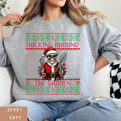 Rockin' Around the Christmas Tree Shirt Crazy Plant Lady Ugly Christmas Funny Skeleton Shirt Plant Lover Gift