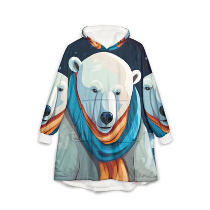 Polar Bear Hooded Blanket: Cozy Fleece, Vibrant Print