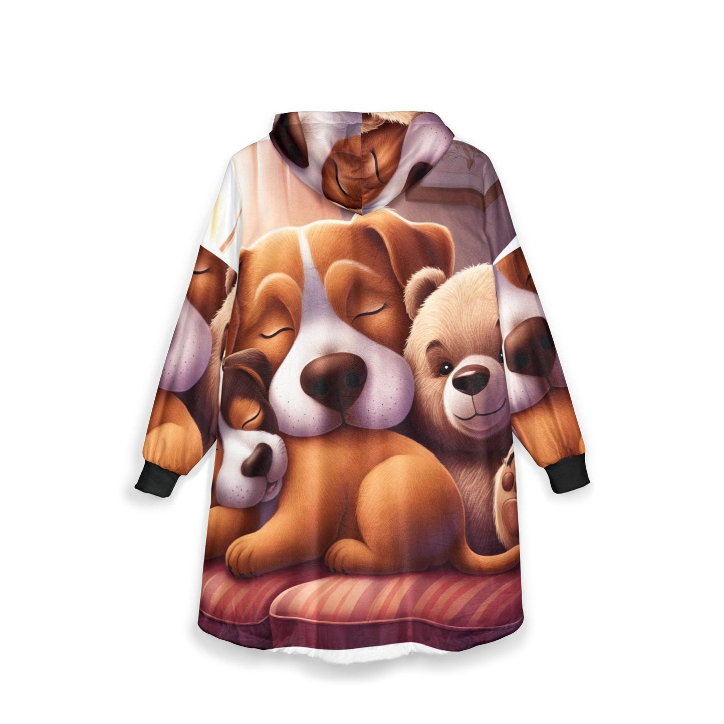Dog Lovers Hooded Blanket: Cozy Fleece Throw, Kangaroo Pocket