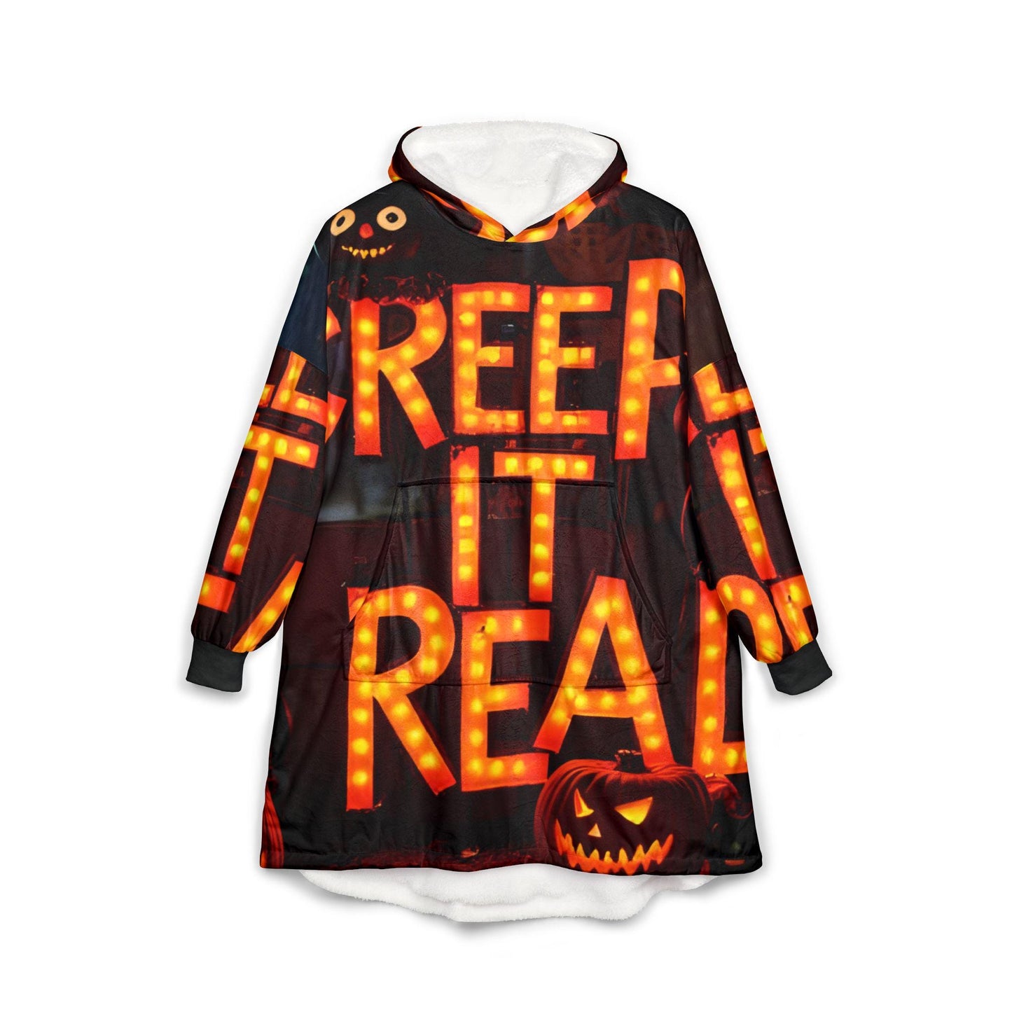 Halloween Hooded Blanket: Cozy Polyester Fleece, Kangaroo Pocket