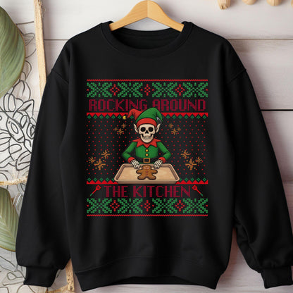 Rockin' Around the Christmas Tree Shirt Ugly Christmas Sweater Funny Skeleton Shirt Gift for Baker Funny Secret Santa Gift Ideas
