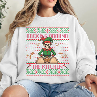 Rockin' Around the Christmas Tree Shirt Ugly Christmas Funny Skeleton Shirt Gift for Baker Funny Secret Santa Gift Ideas