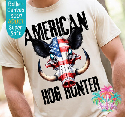 Adult American Hog Hunter Tee: Soft Graphic T-shirt for Hunters