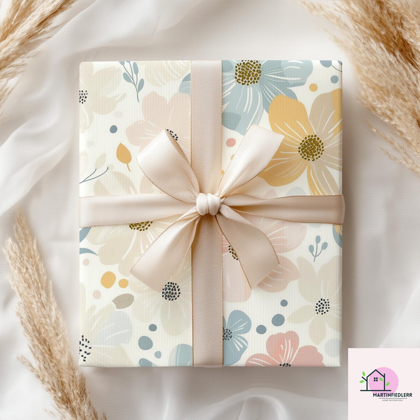 Pastel Wildflower Wrapping Paper: Elegant Botanical Print, Eco Friendly