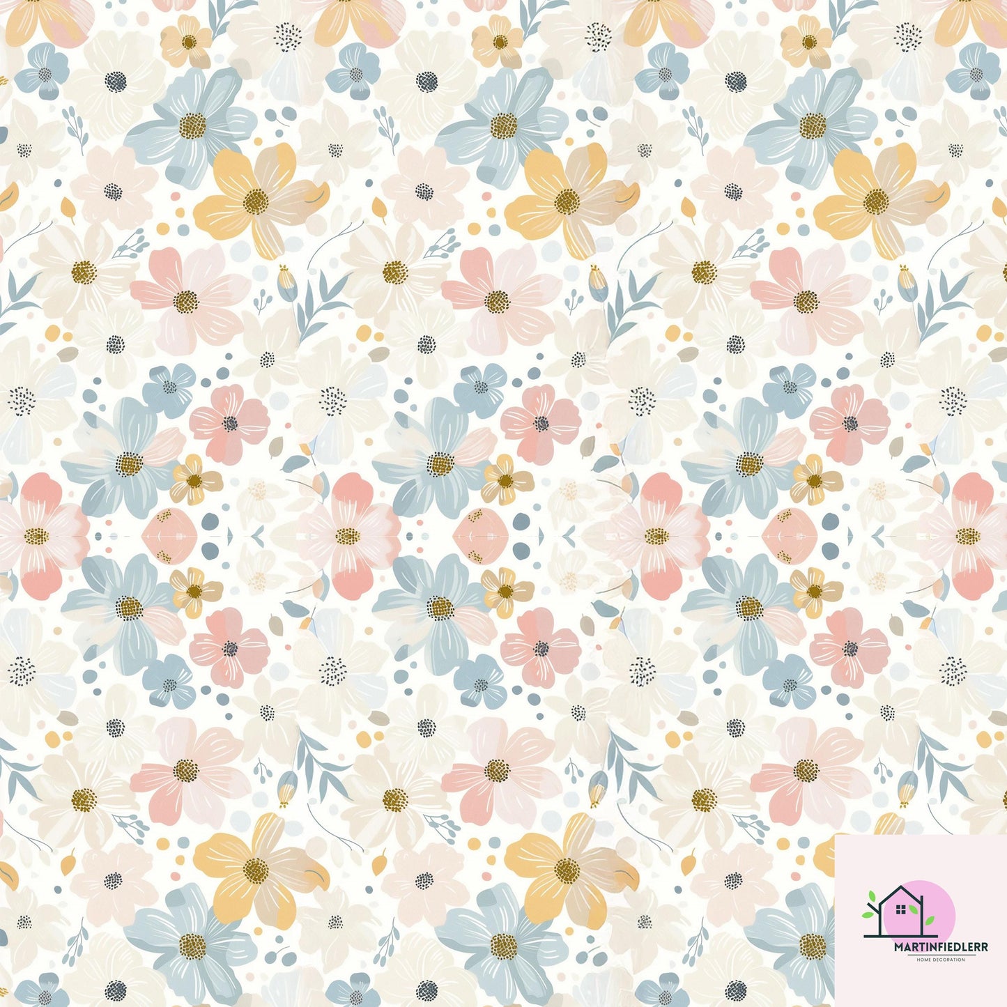 Pastel Wildflower Wrapping Paper: Elegant Botanical Print, Eco Friendly
