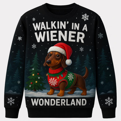Ugly Christmas Sweater Wiener Dog, Funny Dachshund Xmas Sweatshirt, Holiday Party Outfit, Cute Sausage Dog Winter Gift
