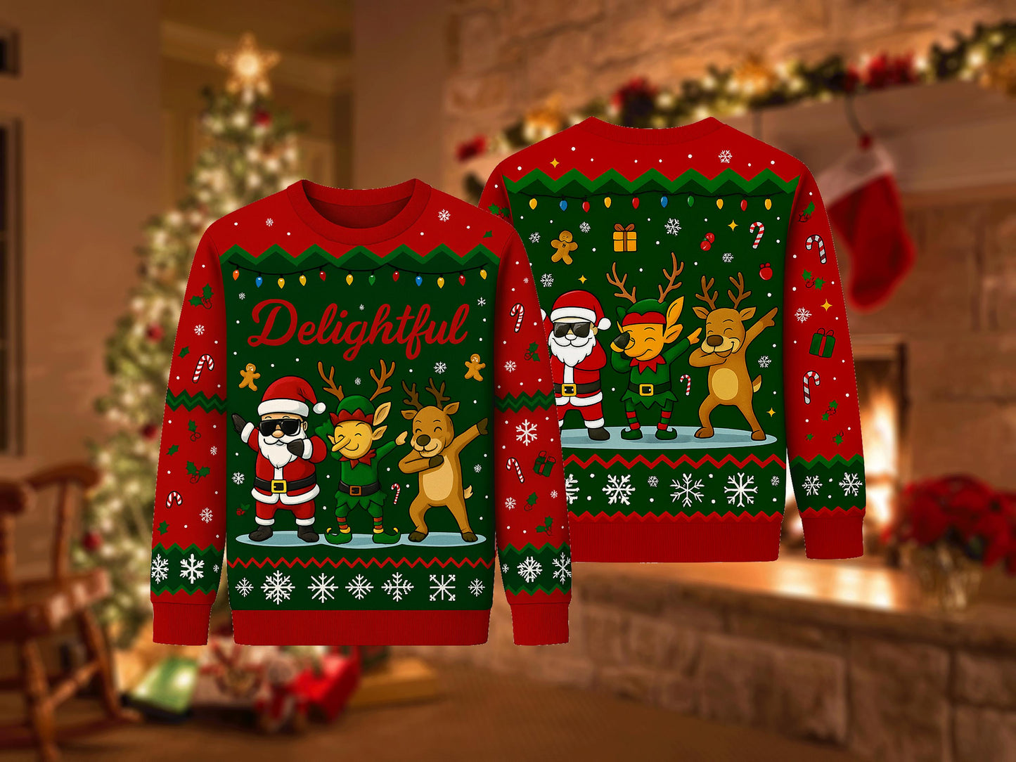 Ugly Christmas Sweater Funny Dab, Santa Elf Reindeer Xmas Sweatshirt, Holiday Party Outfit, Novelty Winter Gift Pullover