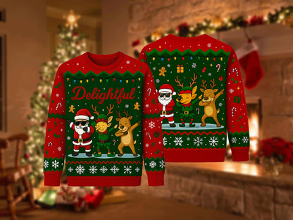 Ugly Christmas Sweater Funny Dab, Santa Elf Reindeer Xmas Sweatshirt, Holiday Party Outfit, Novelty Winter Gift Pullover