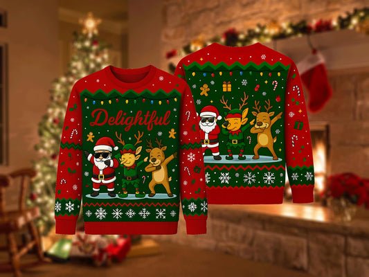 Ugly Christmas Sweater Funny Dab, Santa Elf Reindeer Xmas Sweatshirt, Holiday Party Outfit, Novelty Winter Gift Pullover