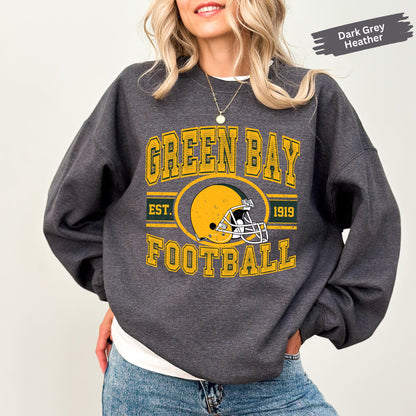 Vintage Green Bay Football Sweatshirt, Green Bay Football Shirt, Green Bay Mascot Sweatshirt, Retro Sports Fan Shirt, Game Day Gift T-Shirt