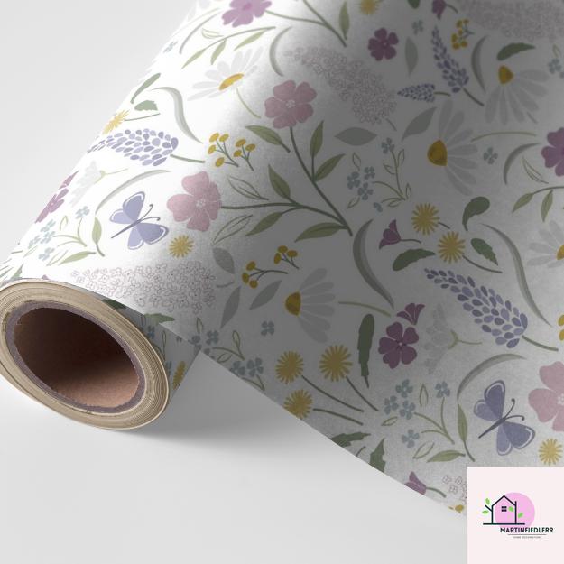 Wildflower Meadow Wrapping Paper: Pastel Floral Print, Eco-Friendly