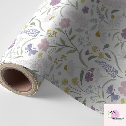 Wildflower Meadow Wrapping Paper: Pastel Floral Print, Eco-Friendly