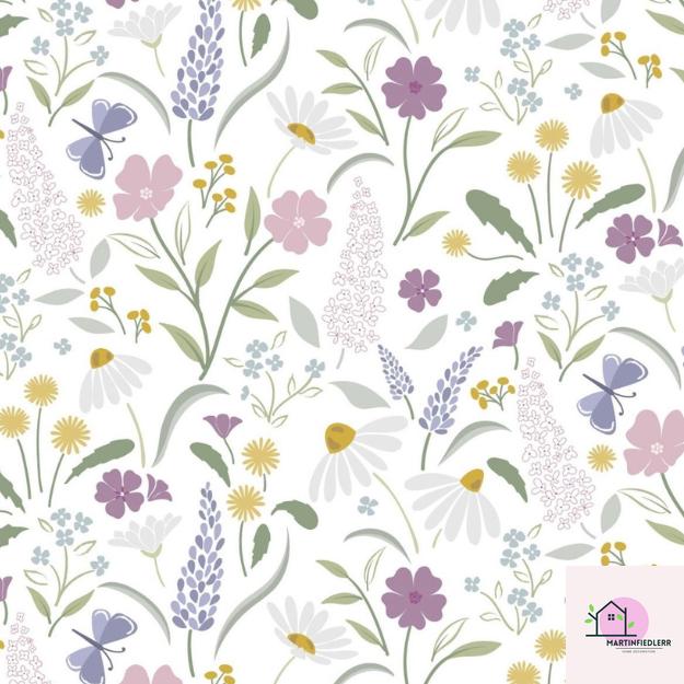Wildflower Meadow Wrapping Paper: Pastel Floral Print, Eco-Friendly