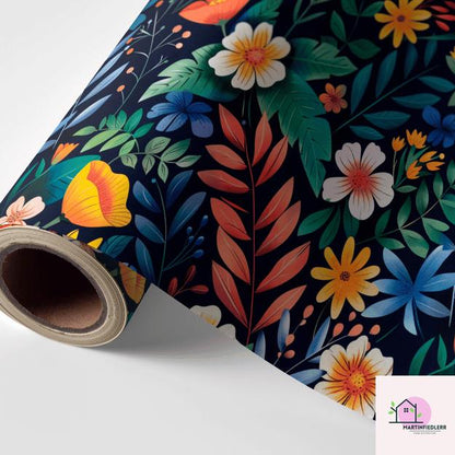 Tropical Botanical Wrapping Paper: Midnight Exotic Design, Plant-Based