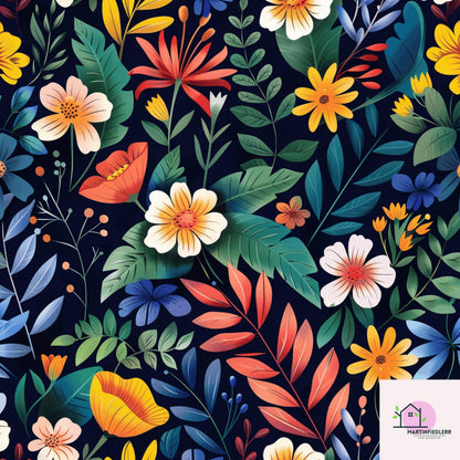 Tropical Botanical Wrapping Paper: Midnight Exotic Design, Plant-Based
