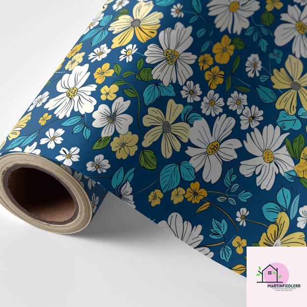 Midnight Daisy Wrapping Paper: Retro Floral Biodegradable Art Paper