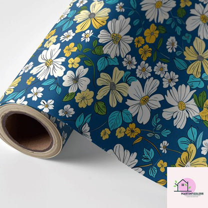 Midnight Daisy Wrapping Paper: Retro Floral Biodegradable Art Paper