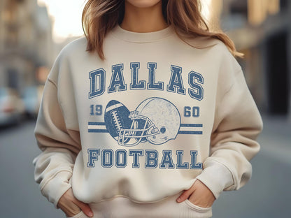 Dallas Football Retro 90s Style Sweatshirt, Dallas Football Shirt, Sunday Football Shirt, Vintage Dallas Crewneck Sweatshirt, Game Day Shirt