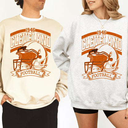 Cleveland Football Retro 90s Style Sweatshirt, Cleveland Football Shirt, Sunday Football Shirt, Cleveland Crewneck Tee, Game Day Shirt