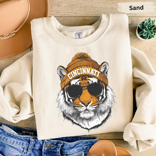 Cincinnati Tigers Sweatshirt, Retro Cincinnati Game Day Sweatshirt, Cincinnati Mascot Sweatshirt, Trendy Game Day Gift Tee, Sports Fan Tee