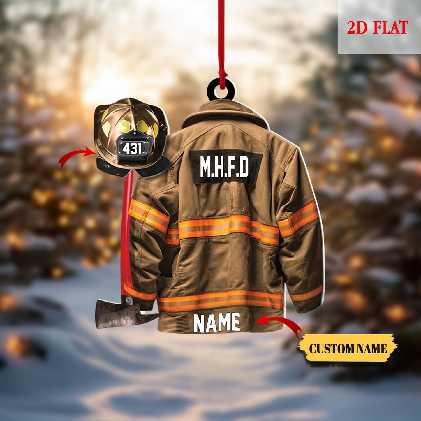 Personalized Firefighter Christmas Acrylic 2D Ornament, Fire Hero Uniform, Firefighter Christmas Gift, Fireman Ornament, Gift Firefighter