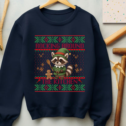 Rockin' Around the Christmas Tree Shirt Ugly Christmas Funny Raccoon Shirt Gift for Baker Funny Secret Santa Gift Ideas