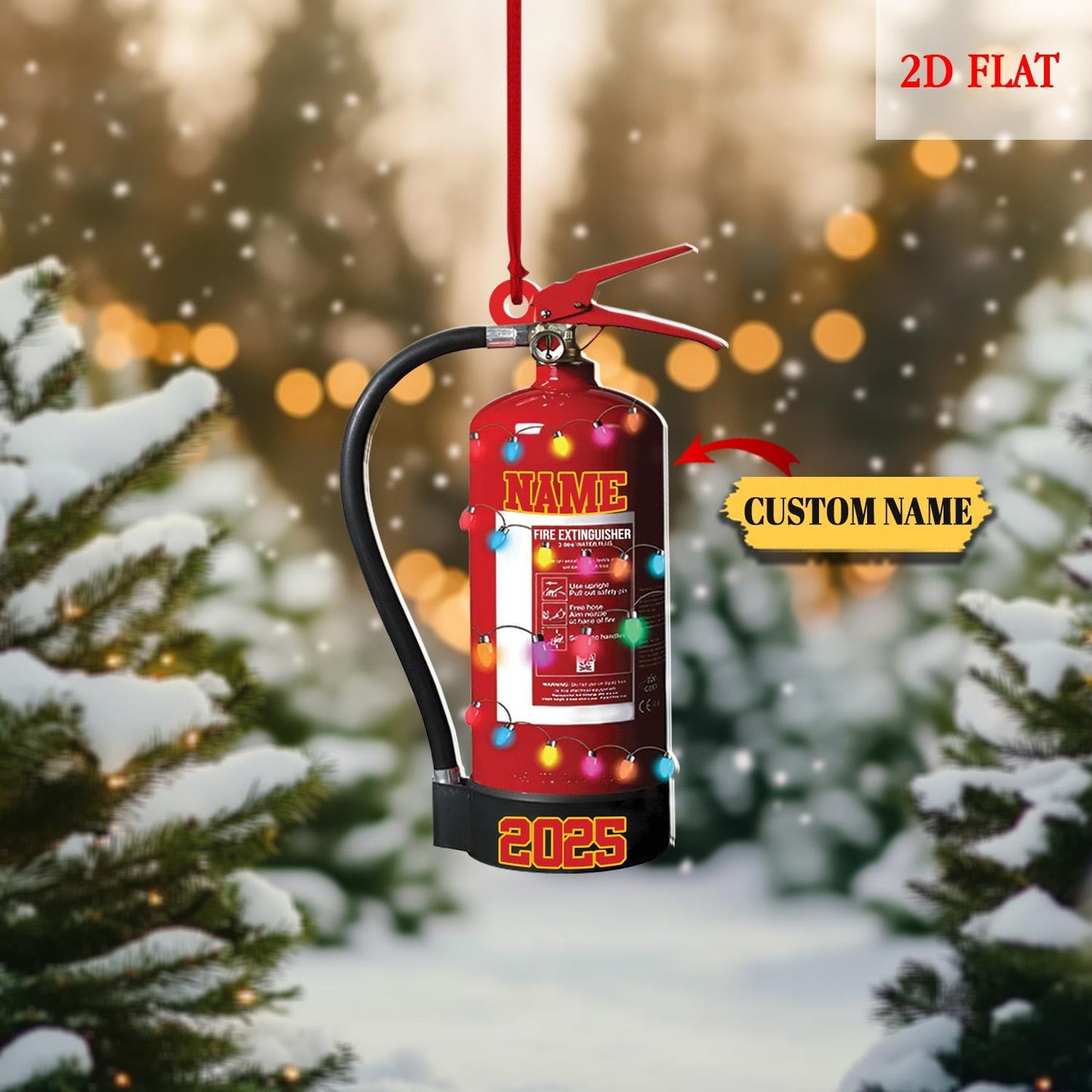 Personalized Firefighter 2D Flat Christmas Ornament, Custom Firefighter On Duty Ornament, Firefighter Gear Keepsake, Fireman Ornament