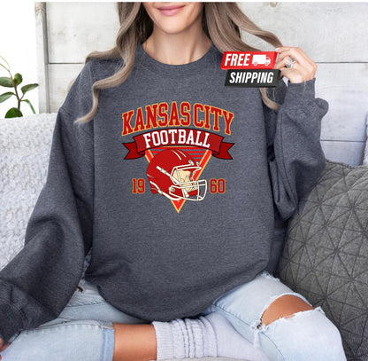 Kansas City Football 90s Style Shirt, Vintage Kansas City Football Crewneck Sweatshirt, Football Shirt, Kansas City Fan Gifts