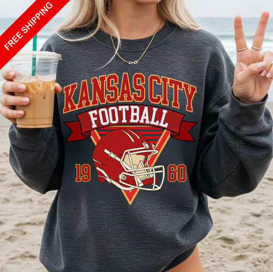 Kansas City Football 90s Style Shirt, Vintage Kansas City Football Crewneck Sweatshirt, Football Shirt, Kansas City Fan Gifts